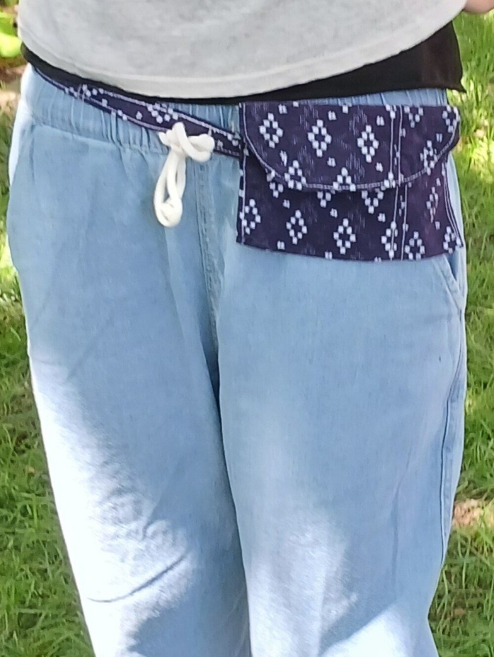 Vintage Japanese Waist Bag, Sashiko Belt and Pouch